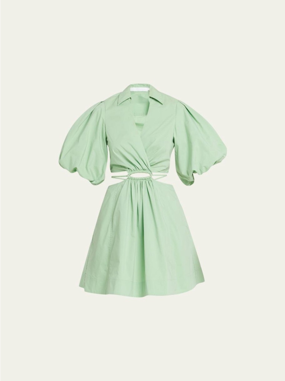 SIMKHAI Aulora Cotton Poplin Balloon-Sleeve Mini Dress